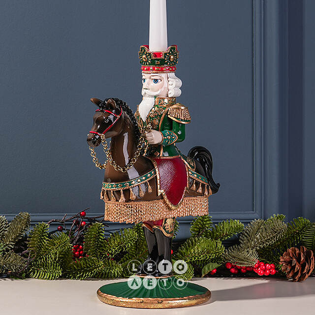 Декоративный подсвечник Щелкунчик - Prince Theodore Christmas 33 см зеленый EDG
