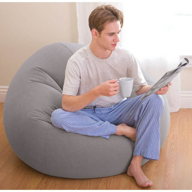Надувное кресло Beanless Bag Chair 107*104*69 см серое INTEX (Интекс)