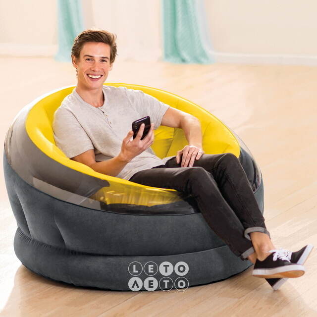 Надувное кресло Empire Chair 112*109*69 см жёлтое INTEX