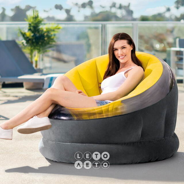 Надувное кресло Empire Chair 112*109*69 см жёлтое INTEX