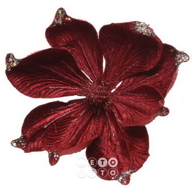 Искусственный цветок Магнолия Marsala Velvet 25 см, клипса Kaemingk