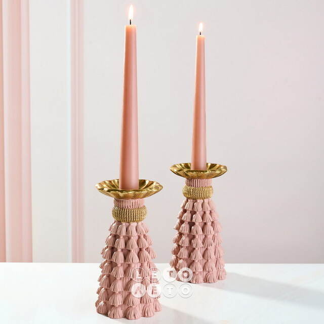 Декоративный подсвечник Tassel Roggero 15 см пудровый EDG (ЭДГ)