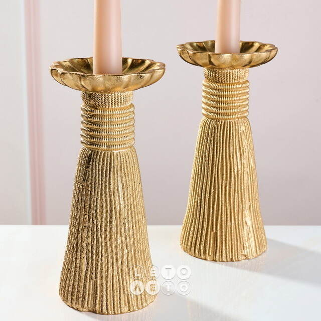Декоративный подсвечник Tassel 21 см золотой EDG (ЭДГ)