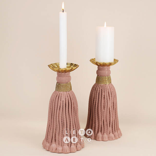 Декоративный подсвечник Tassel Pink 26 см EDG