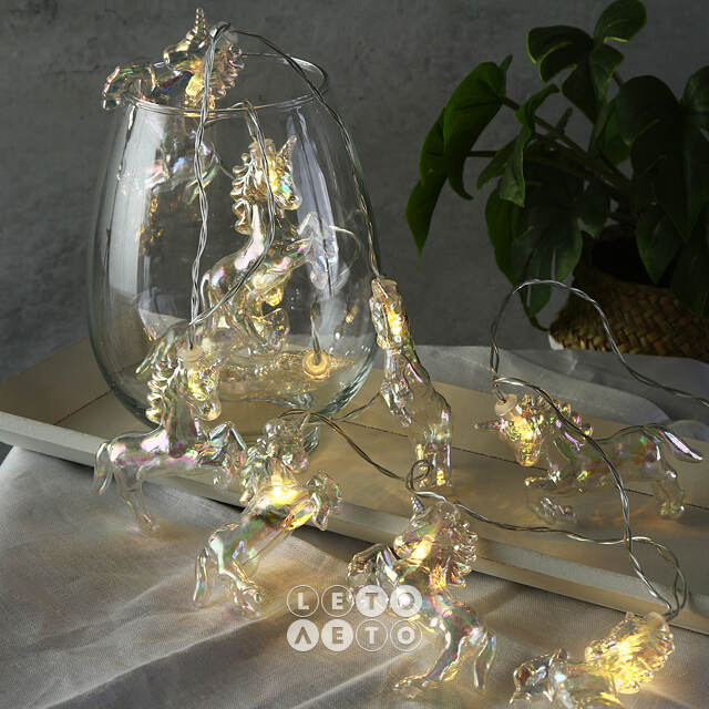 Светодиодная гирлянда на батарейках Единороги 1.35 м, 10 теплых белых LED ламп, прозрачный ПВХ, IP20 Star Trading