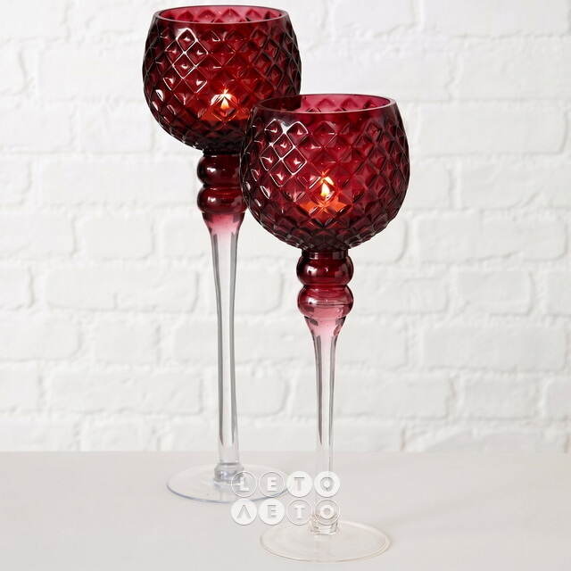 Набор подсвечников-бокалов Мануэль 35-40 см, 2 шт, марсала Boltze (Больтце)