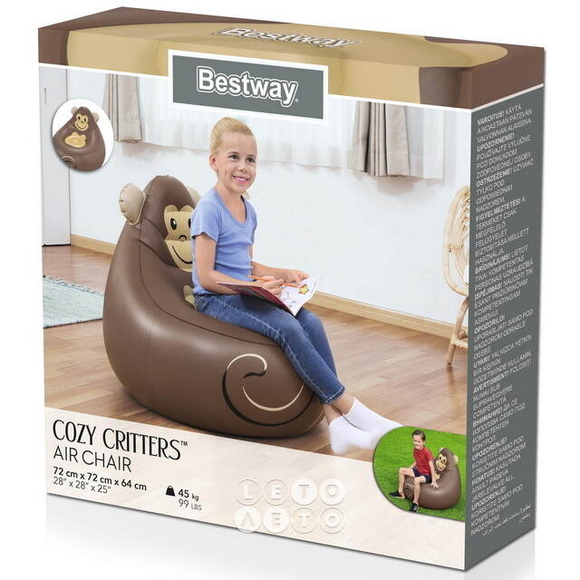Детское надувное кресло Cozy Critters - Обезьянка 72*72*64 см Bestway