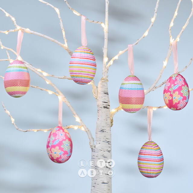 Пасхальные украшения Яйца - Pinky Easter 7 см, 6 шт, подвеска Koopman