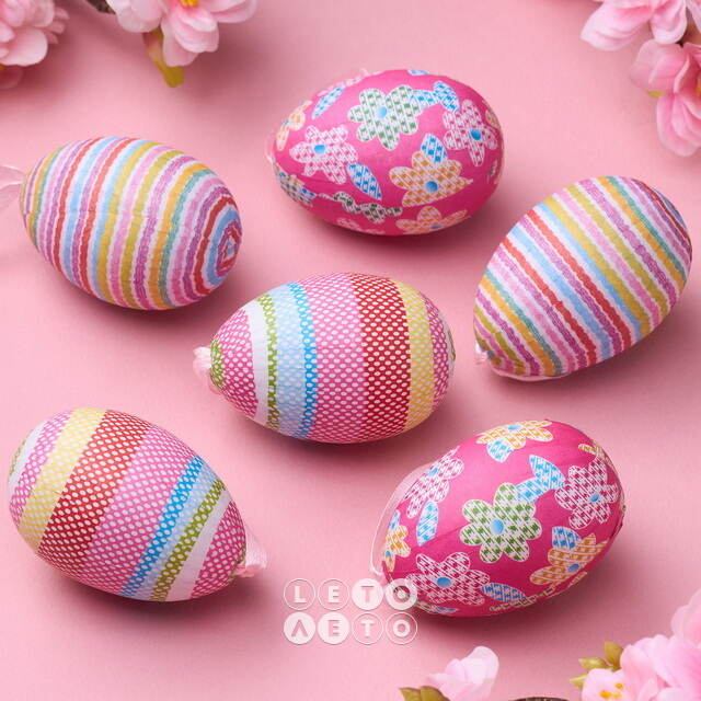 Пасхальные украшения Яйца - Pinky Easter 7 см, 6 шт, подвеска Koopman
