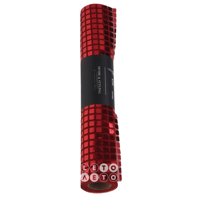 Ткань для декора Bonnie с квадратными пайетками 28*200 см красная Koopman