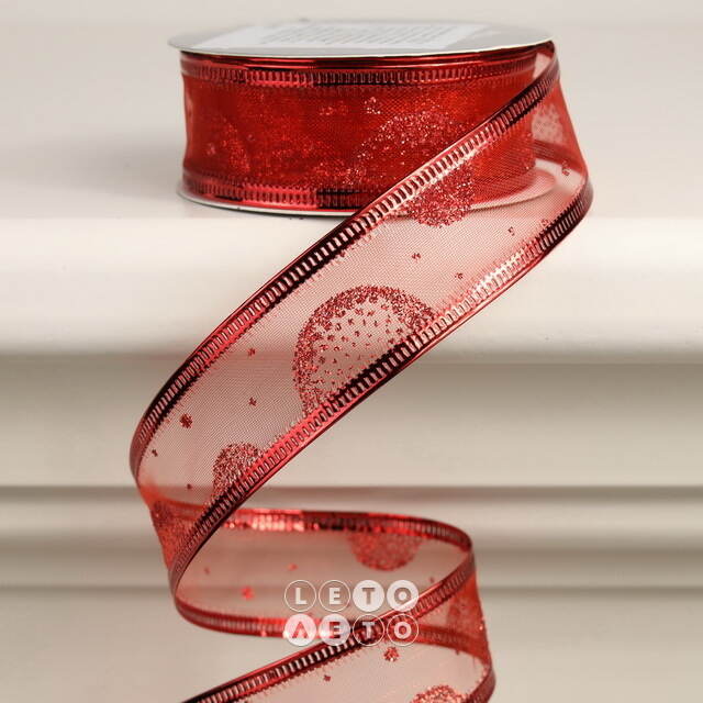 Декоративная лента Элеганца - Мыльные Пузыри 270*2.5 см красная Koopman