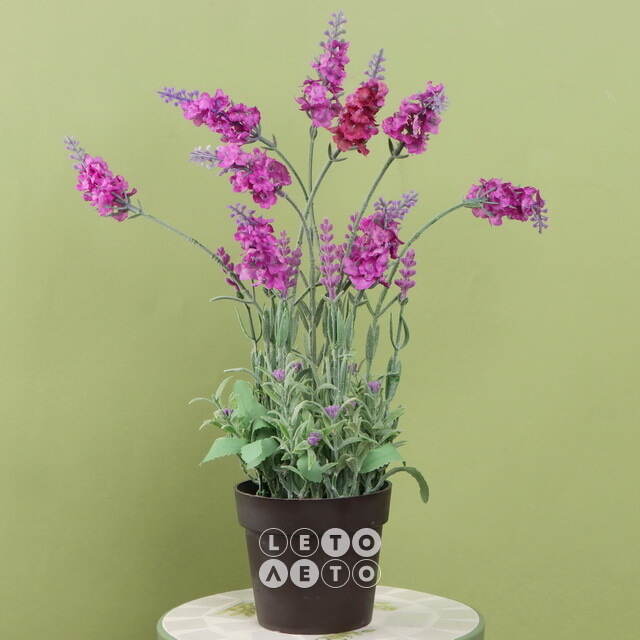 Искусственный цветок Лаванда Loddon Pink в горшке 38 см Kaemingk