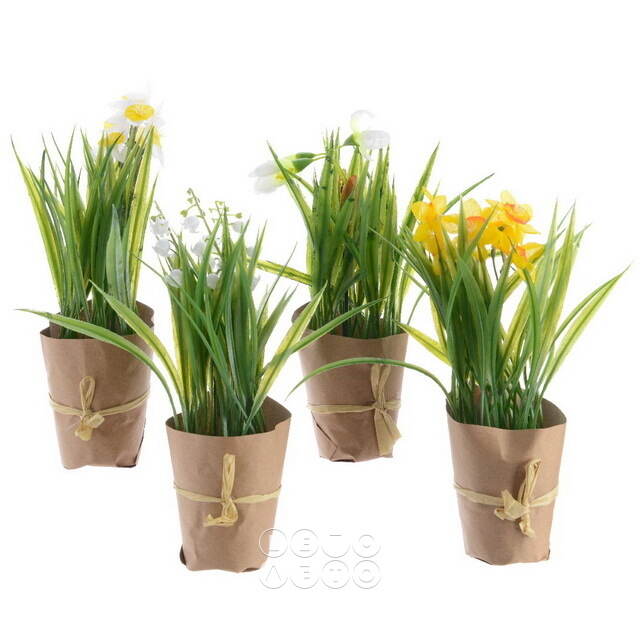 Искусственный цветок в горшке Ландыш White Crown 20 см Kaemingk