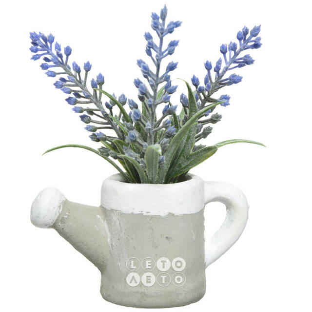 Искусственный цветок Лаванда Loddon Blue в горшке-лейке 13 см Kaemingk