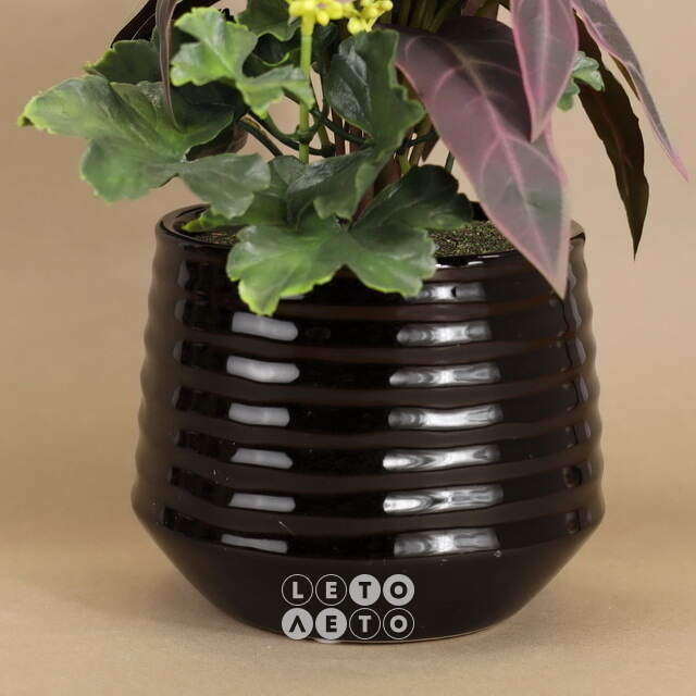 Искусственное растение в горшке Alocasia Purple 25 см Kaemingk