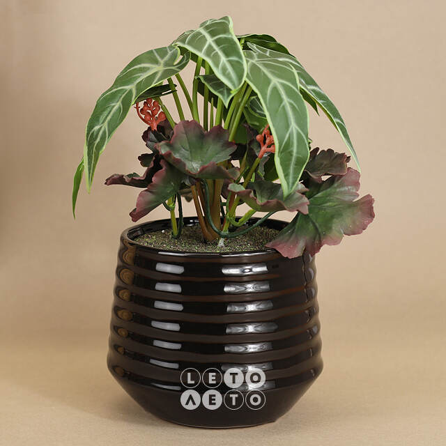 Искусственное растение в горшке Alocasia Green 25 см Kaemingk