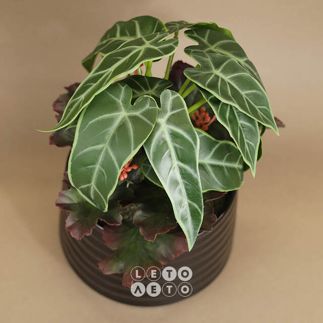 Искусственное растение в горшке Alocasia Green 25 см Kaemingk