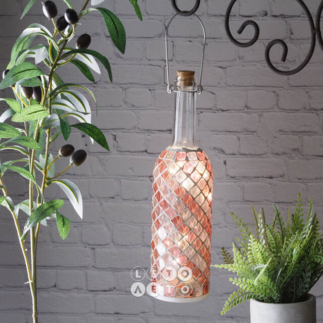 Светильник-бутылка Greek Rose 30 см на батарейках, стекло Kaemingk