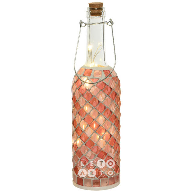 Светильник-бутылка Greek Rose 30 см на батарейках, стекло Kaemingk