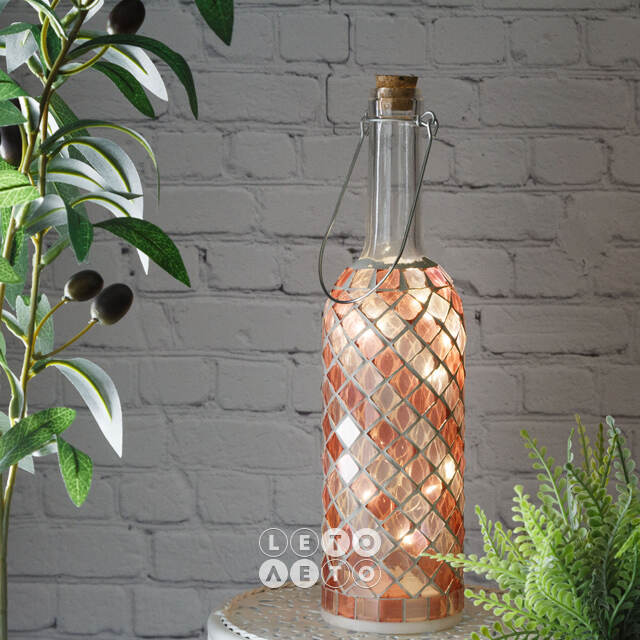 Светильник-бутылка Greek Rose 30 см на батарейках, стекло Kaemingk