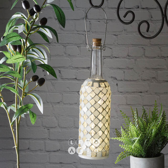 Светильник-бутылка Greek White 30 см на батарейках, стекло Kaemingk
