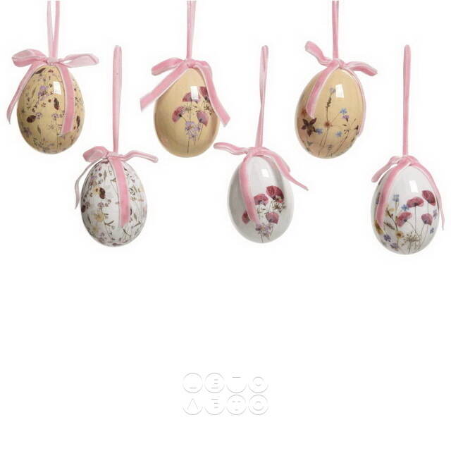 Пасхальные украшения Яйца Floral Easter 6 см, 6 шт, подвеска Kaemingk