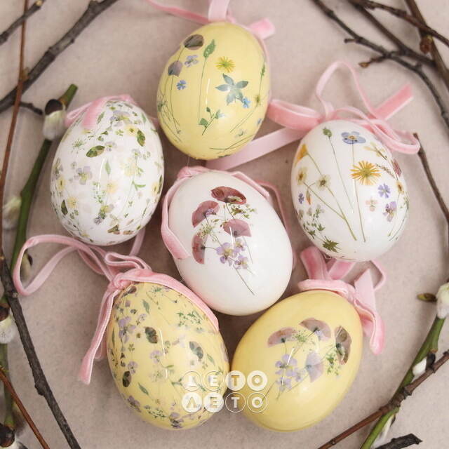 Пасхальные украшения Яйца Floral Easter 6 см, 6 шт, подвеска Kaemingk