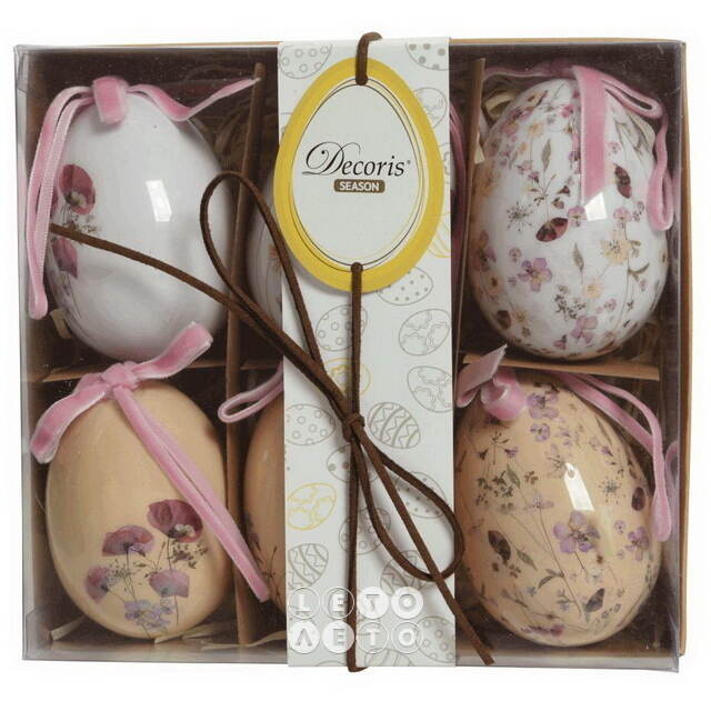 Пасхальные украшения Яйца Easter la Wendy 8 см, 6 шт, подвеска Kaemingk