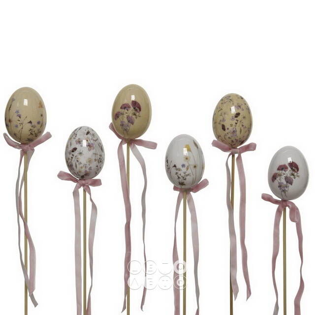 Пасхальные украшения Яйца на палочке Floral Easter 6 см, 6 шт Kaemingk
