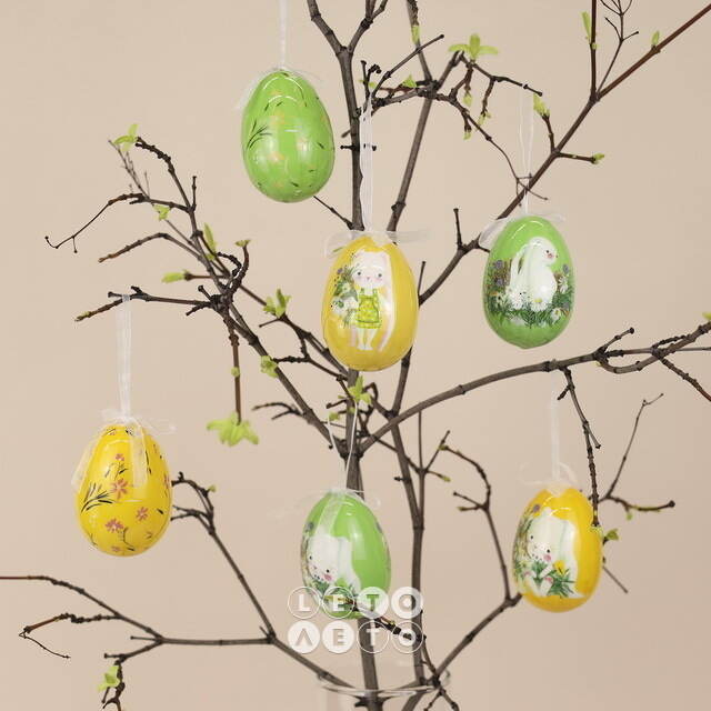 Пасхальные украшения Яйца Happy Sappy Easter 8 см, 6 шт, подвеска Kaemingk