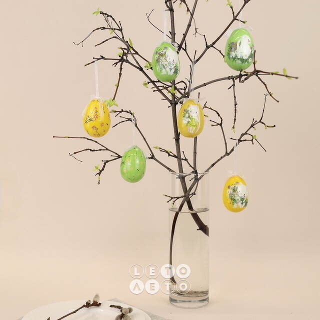 Пасхальные украшения Яйца Happy Sappy Easter 8 см, 6 шт, подвеска Kaemingk