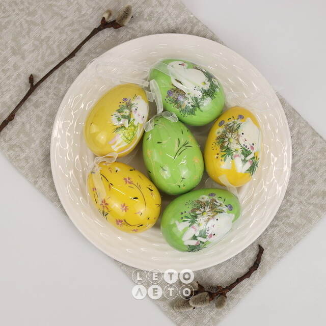 Пасхальные украшения Яйца Happy Sappy Easter 8 см, 6 шт, подвеска Kaemingk
