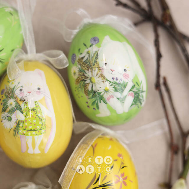 Пасхальные украшения Яйца Happy Sappy Easter 6 см, 6 шт, подвеска Kaemingk