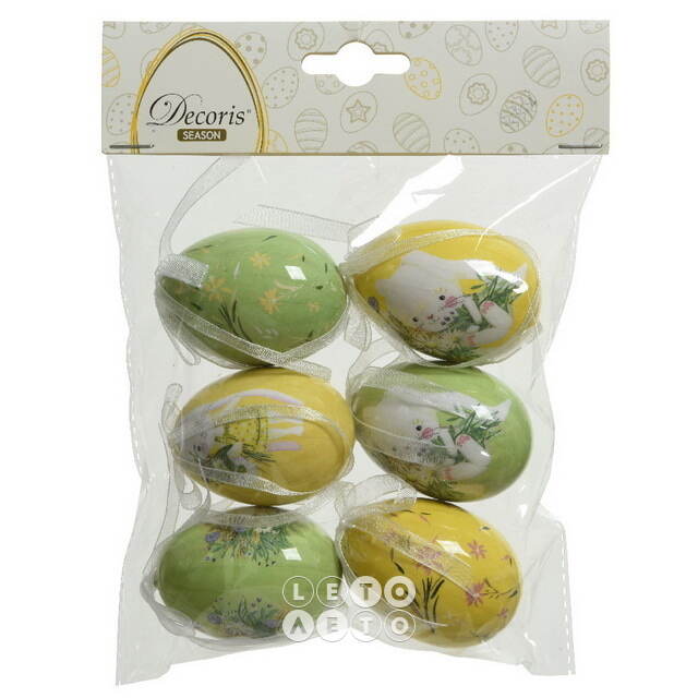 Пасхальные украшения Яйца Happy Sappy Easter 6 см, 6 шт, подвеска Kaemingk