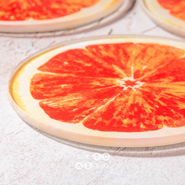 Набор подставок под кружки Orange 9 см, 4 шт, стекло Kaemingk