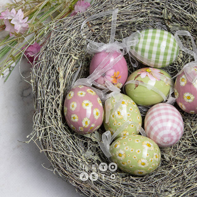 Пасхальные украшения Яйца Flower Easter 5 см, 8 шт, подвеска Kaemingk