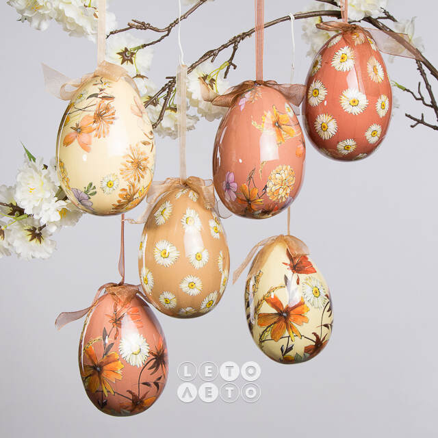 Пасхальные украшения Яйца Easter Etude 12 см, 6 шт, подвеска Kaemingk