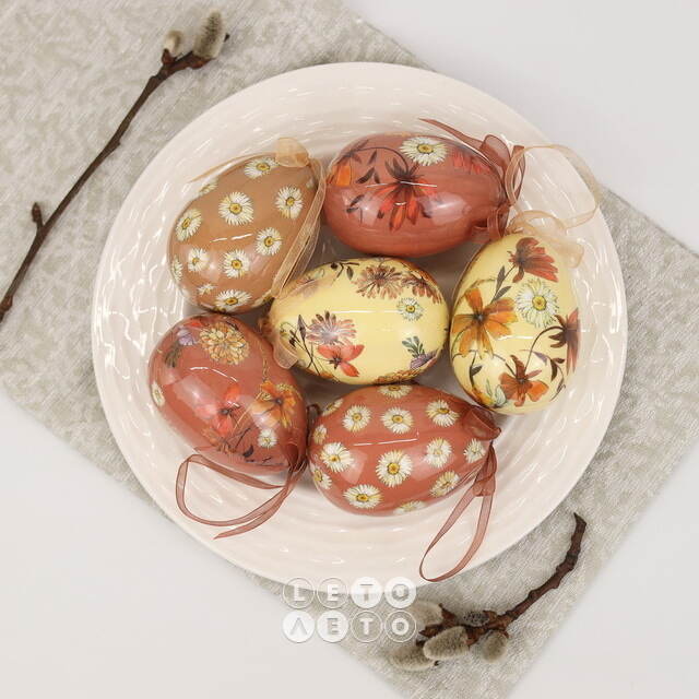 Пасхальные украшения Яйца Easter Etude 8 см, 6 шт, подвеска Kaemingk