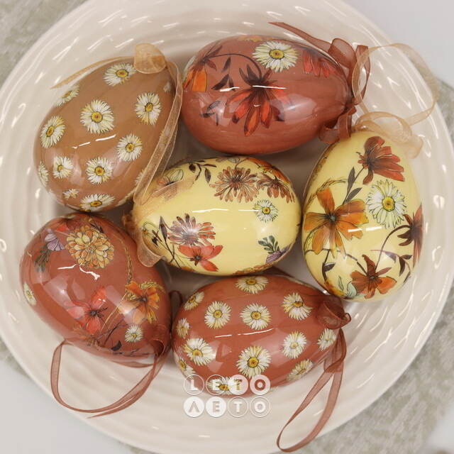 Пасхальные украшения Яйца Easter Etude 8 см, 6 шт, подвеска Kaemingk