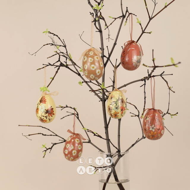 Пасхальные украшения Яйца Easter Etude 8 см, 6 шт, подвеска Kaemingk