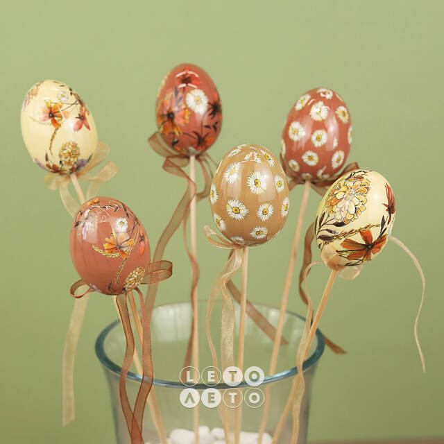 Пасхальные украшения Яйца на палочке Easter Etude 6 см, 6 шт Kaemingk