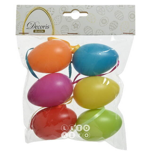 Пасхальные украшения Яйца Easter Carnaval 6 см, 6 шт, подвеска Kaemingk