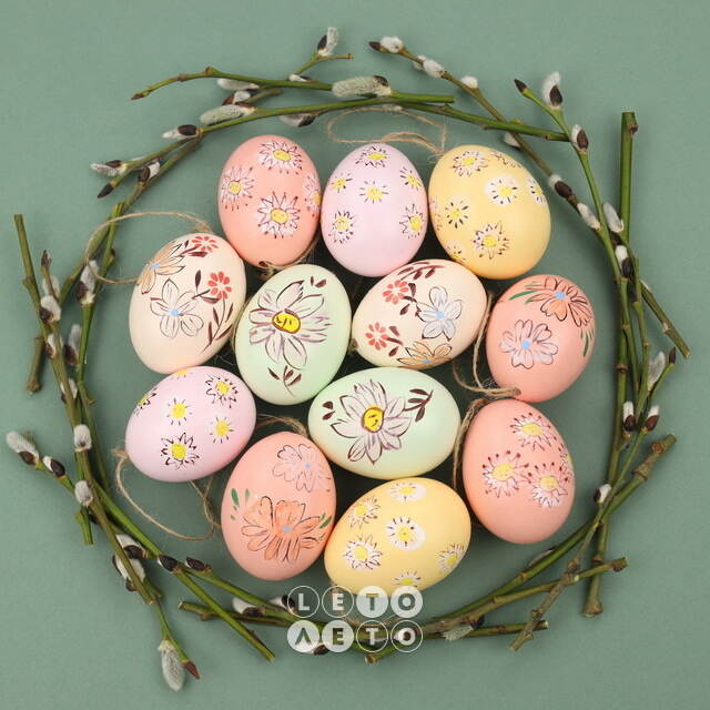 Пасхальные украшения Яйца Sunny Easter 6 см, 12 шт, натуральные Kaemingk