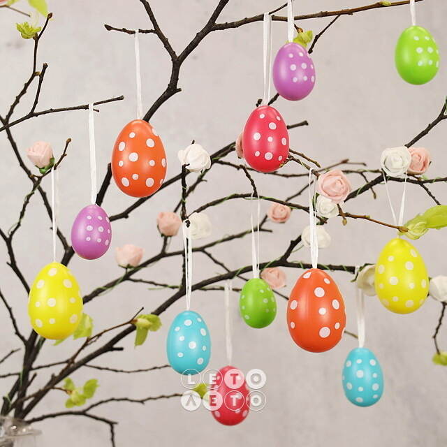 Пасхальные украшения Яйца Colours of Easter 4-6 см, 12 шт, подвеска Kaemingk