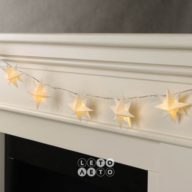 Светодиодная гирлянда Звезда: White Riegel на батарейках, 10 теплых белых LED ламп, прозрачный ПВХ, IP20 Sigro