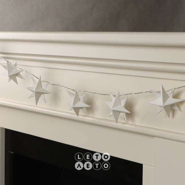 Светодиодная гирлянда Звезда: White Riegel на батарейках, 10 теплых белых LED ламп, прозрачный ПВХ, IP20 Sigro
