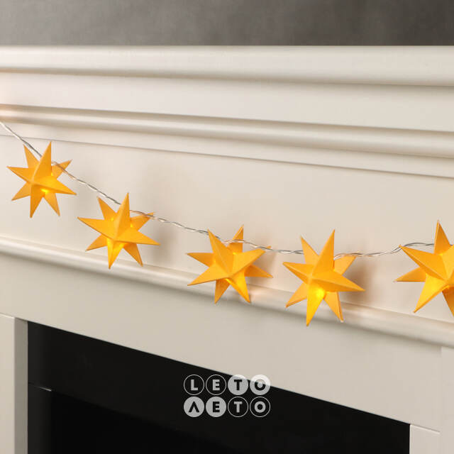 Светодиодная гирлянда Звезда: Yellow Riegel на батарейках, 10 теплых белых LED ламп, прозрачный ПВХ, IP20 Sigro
