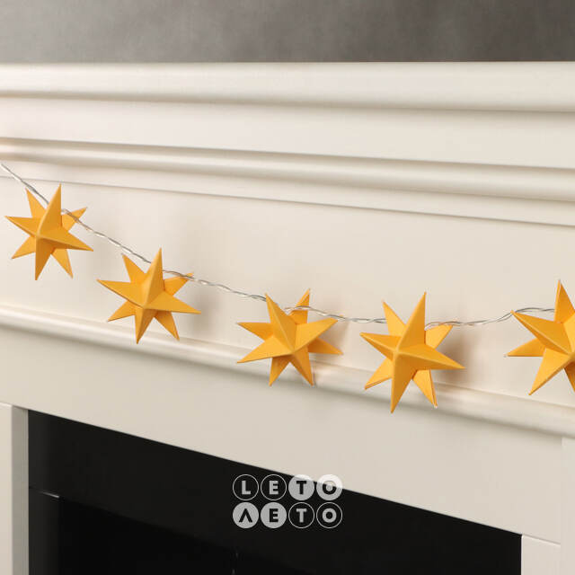 Светодиодная гирлянда Звезда: Yellow Riegel на батарейках, 10 теплых белых LED ламп, прозрачный ПВХ, IP20 Sigro