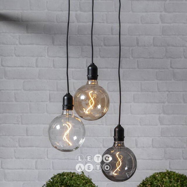 Подвесной светильник-шар McGonagall Grey 18*11 см с филаментной LED лампой, на батарейках, IP44 Star Trading