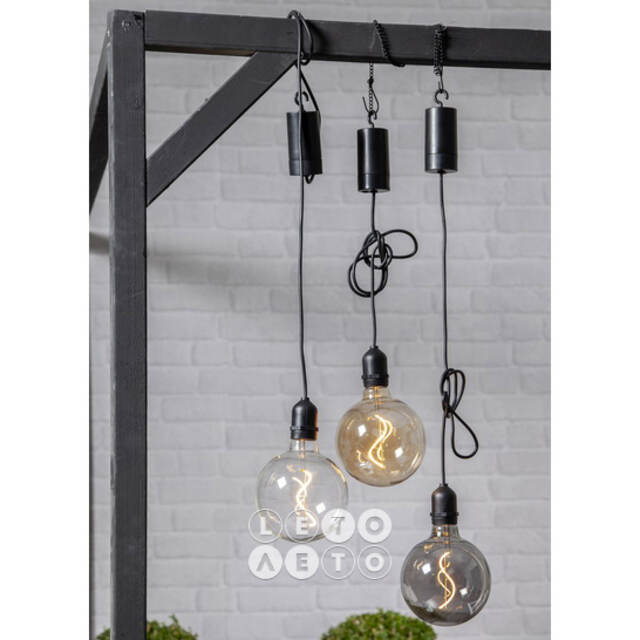Подвесной светильник-шар McGonagall Grey 18*11 см с филаментной LED лампой, на батарейках, IP44 Star Trading